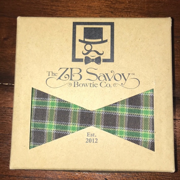 ZB Savoy Green & Black Plaid Bow Tie - Picture 5 of 8